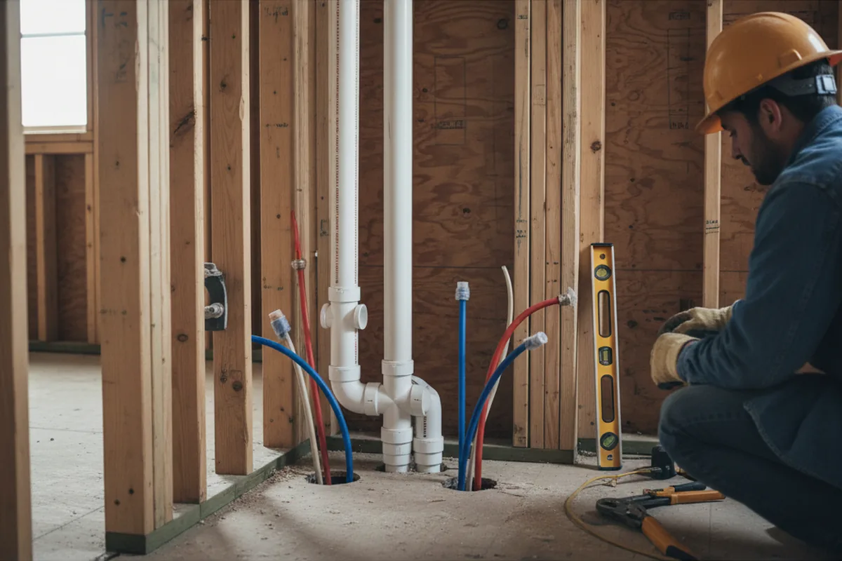 Drain and supply rough-in during Leak Detection in Saint Francis